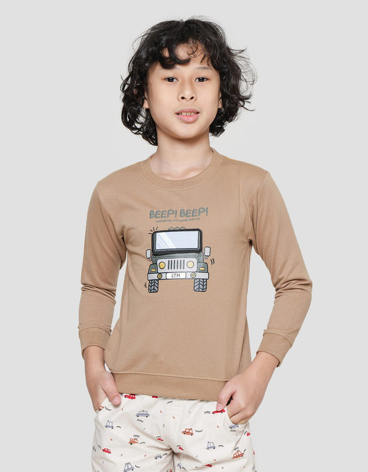 Little M Sweater Anak Laki-laki Print Beep Aplikasi Flip