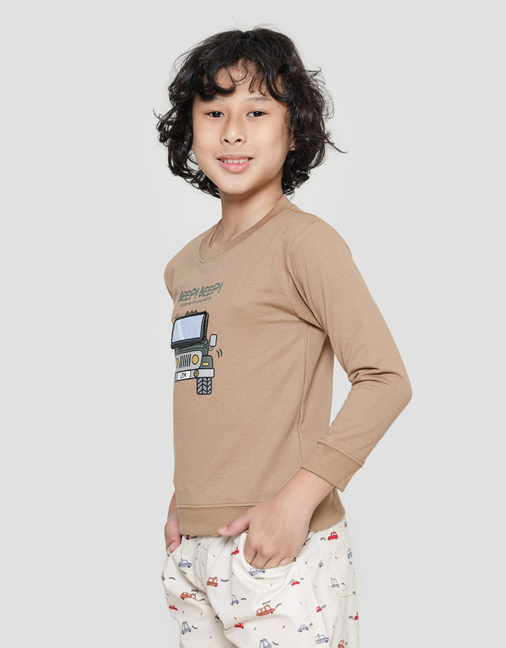 Little M Sweater Anak Laki-laki Print Beep Aplikasi Flip