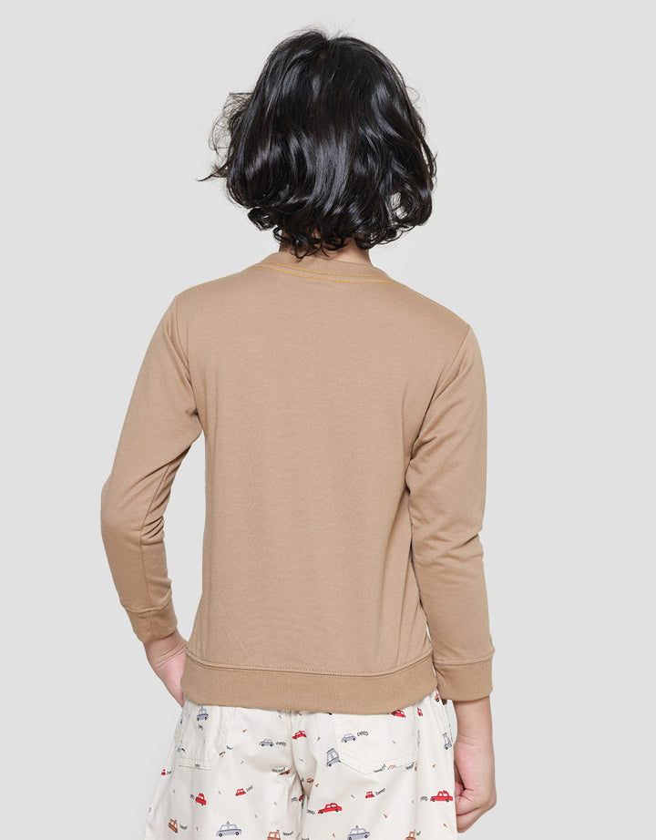 Little M Sweater Anak Laki-laki Print Beep Aplikasi Flip