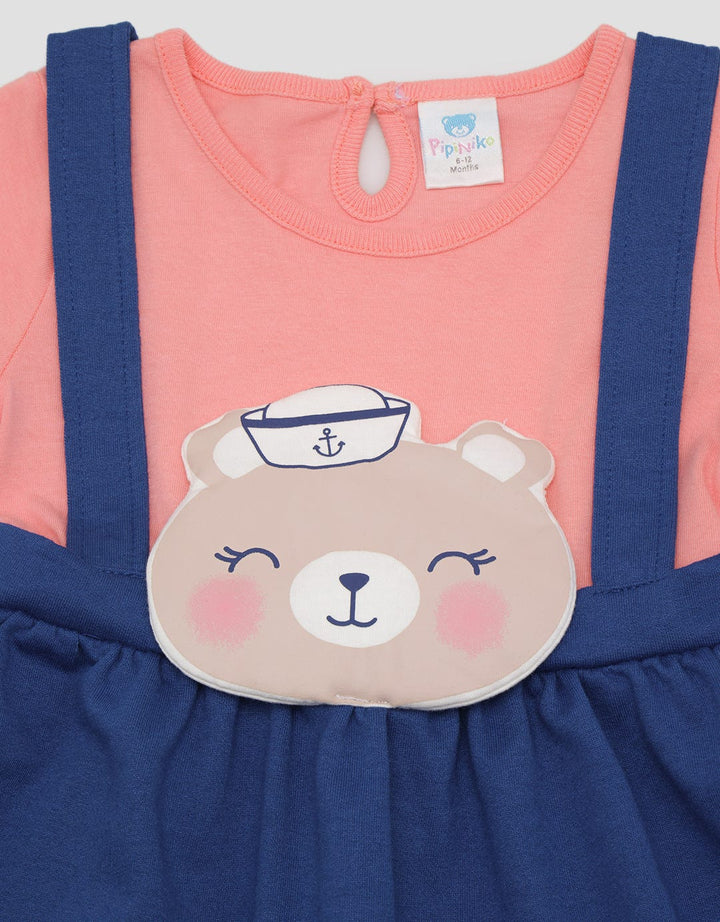 Pipiniko Short Sleeve Midi Dress Overall Bear Sailor