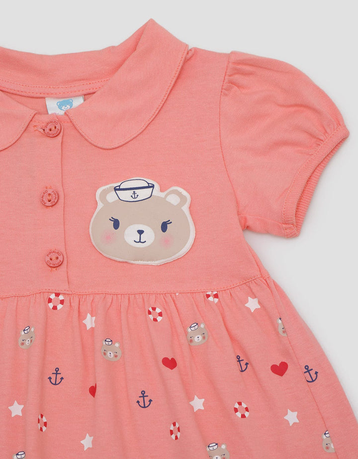 Pipiniko Sailor Bear Pleated Dress for Girls