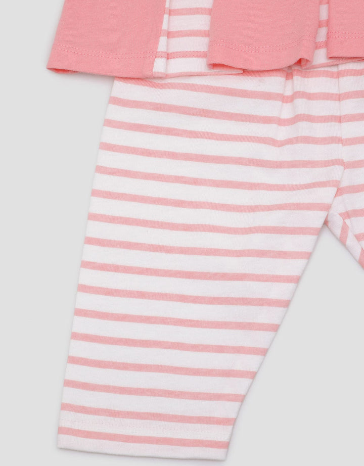 Pipiniko Top-Bottom Set Knit Stripe Flower