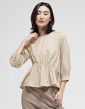 Details Assymetric Waist Blouse Wanita