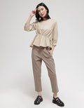 Details Assymetric Waist Blouse Wanita