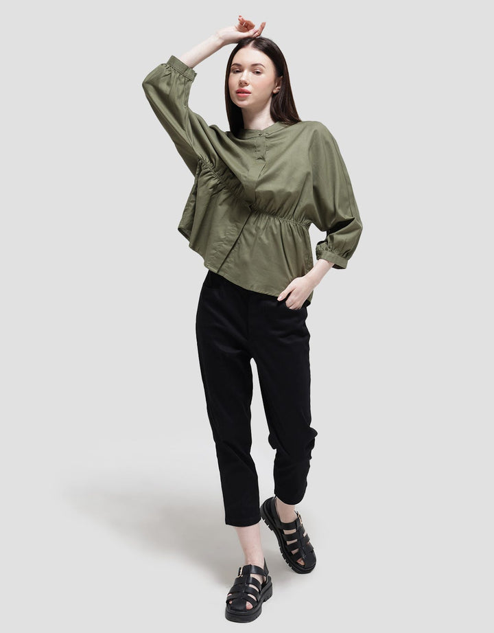 Details Long Sleeve Blouse With Shanghai Collar