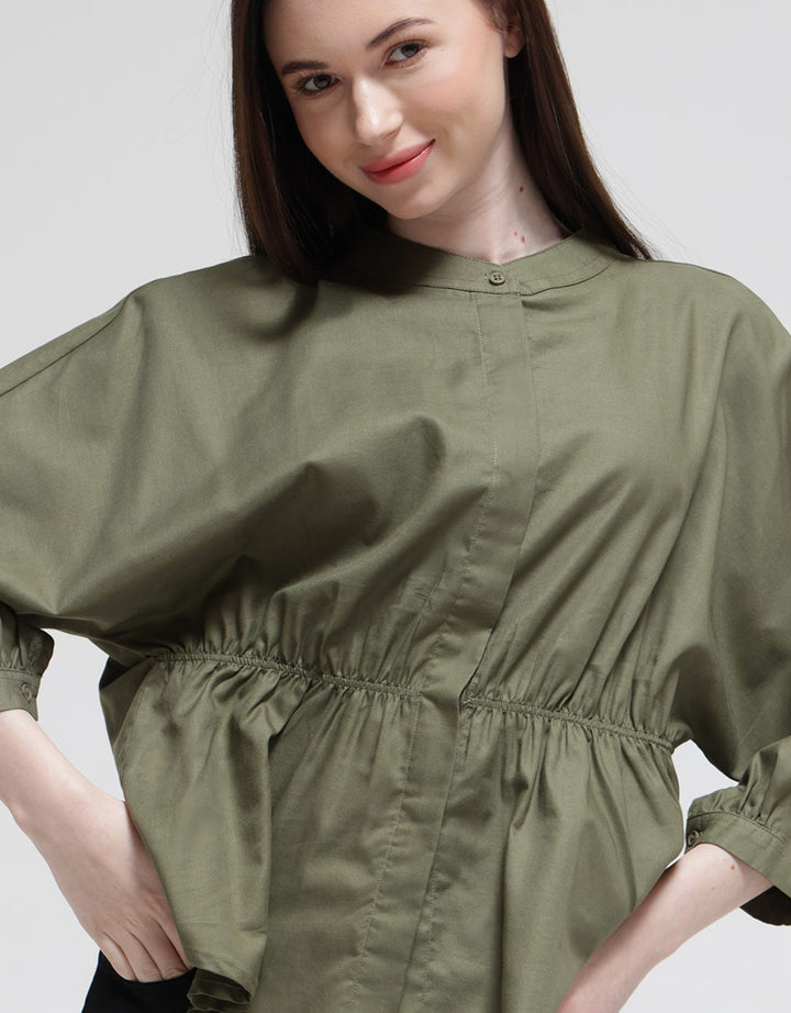 Details Long Sleeve Blouse With Shanghai Collar