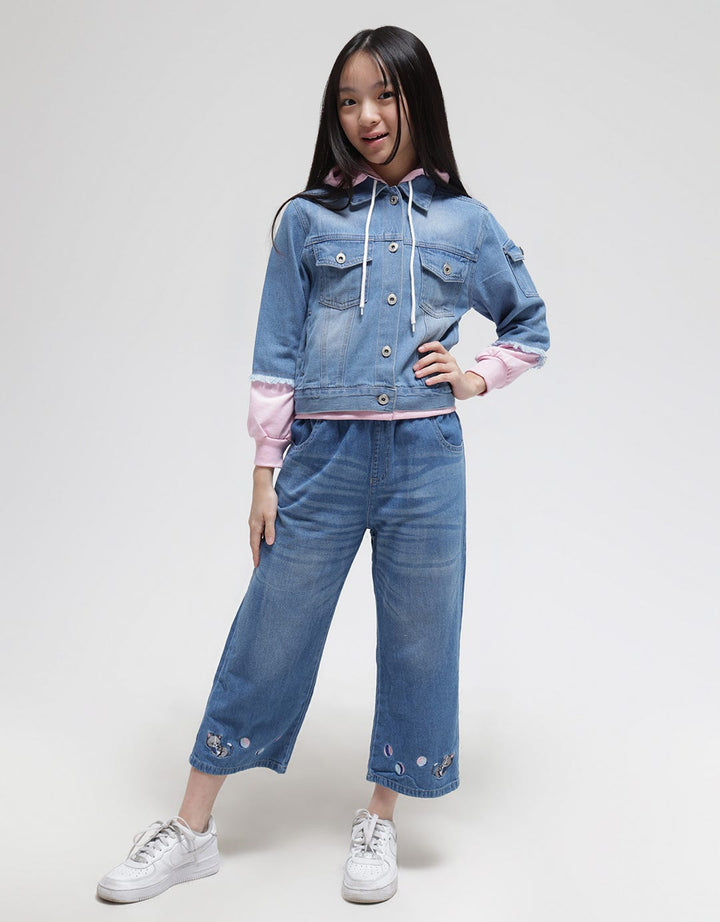 Aero Denim Jacket Komb Terry With Hoody