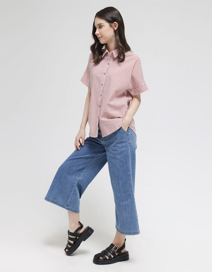 Connexion Short Sleeve Shirt Gingham Seersucker Check