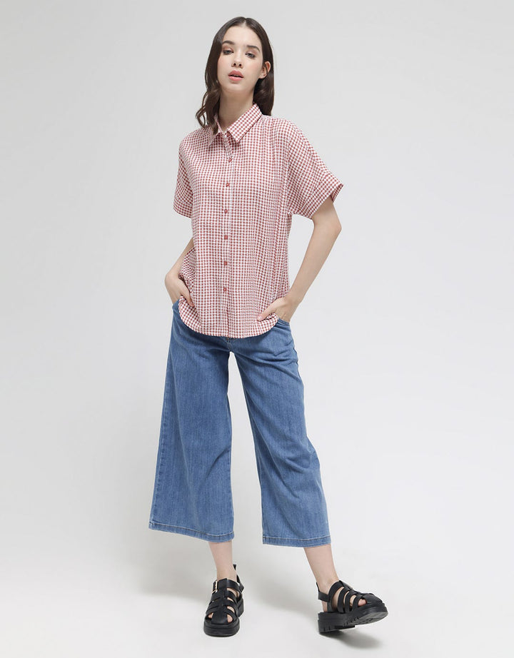 Connexion Short Sleeve Shirt Gingham Seersucker Check