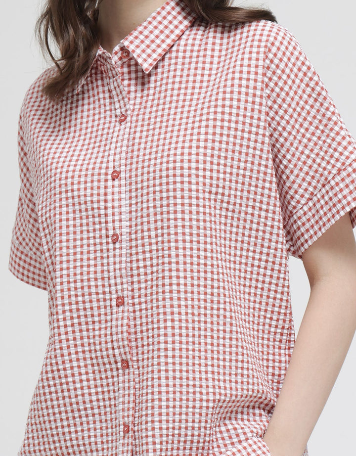 Connexion Short Sleeve Shirt Gingham Seersucker Check