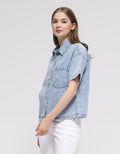 Nevada Denim Top Kemeja Wanita