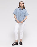 Nevada Denim Top Kemeja Wanita