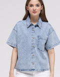 Nevada Denim Top Kemeja Wanita