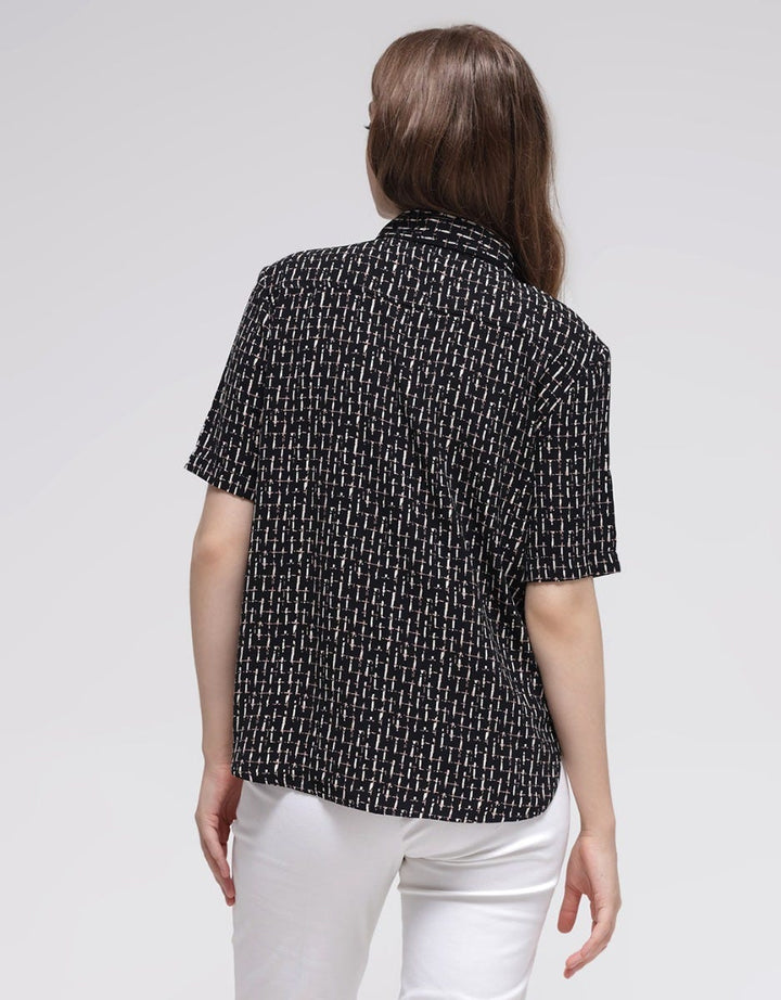 Connexion Wico Kemeja Lengan Pendek Wanita Print Zigzag
