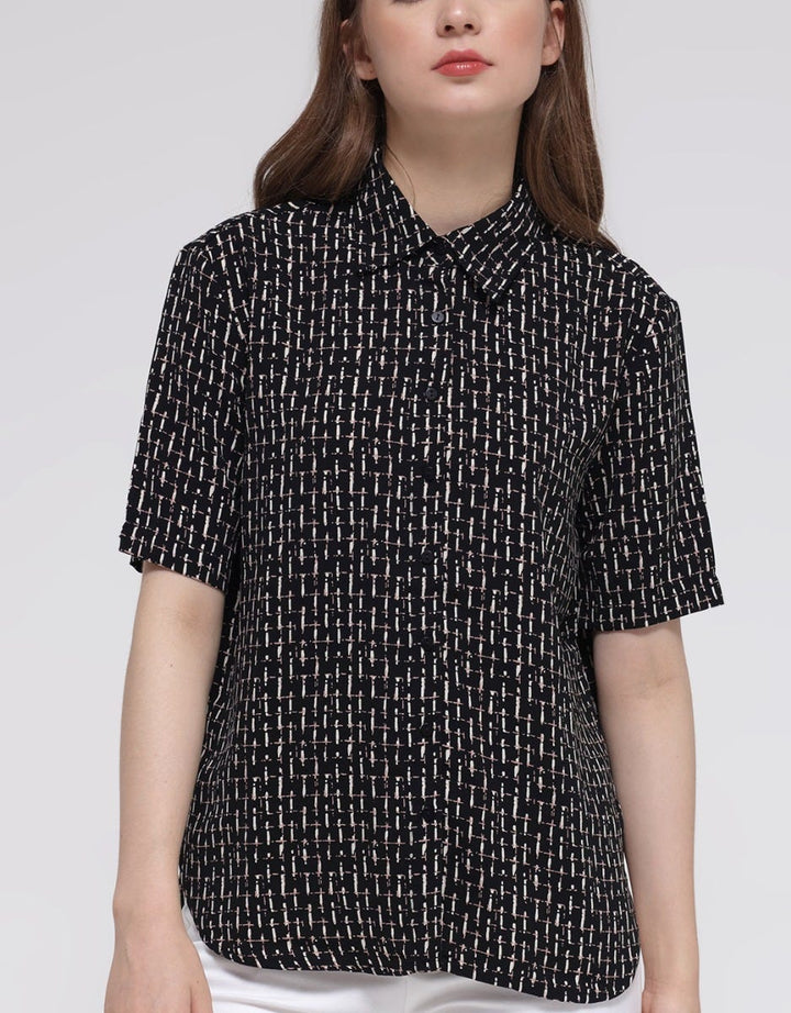 Connexion Wico Kemeja Lengan Pendek Wanita Print Zigzag