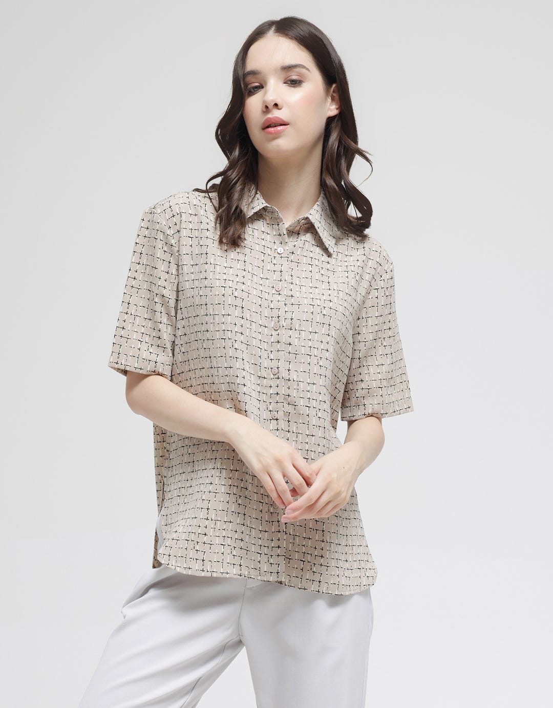 Connexion Wico Kemeja Lengan Pendek Wanita Print Zigzag