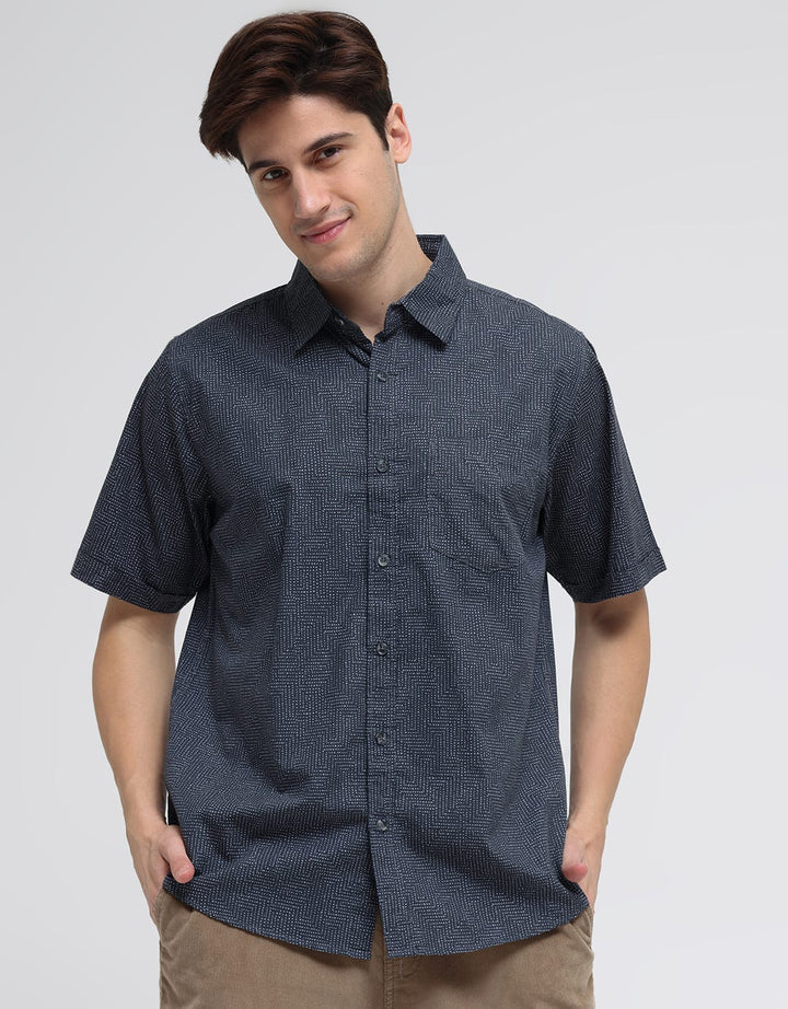 Cole Short Sleeve Shirt Aop Line Dots