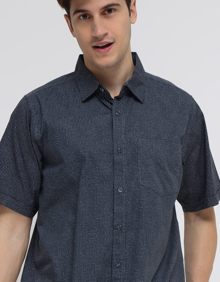 Cole Short Sleeve Shirt Aop Line Dots
