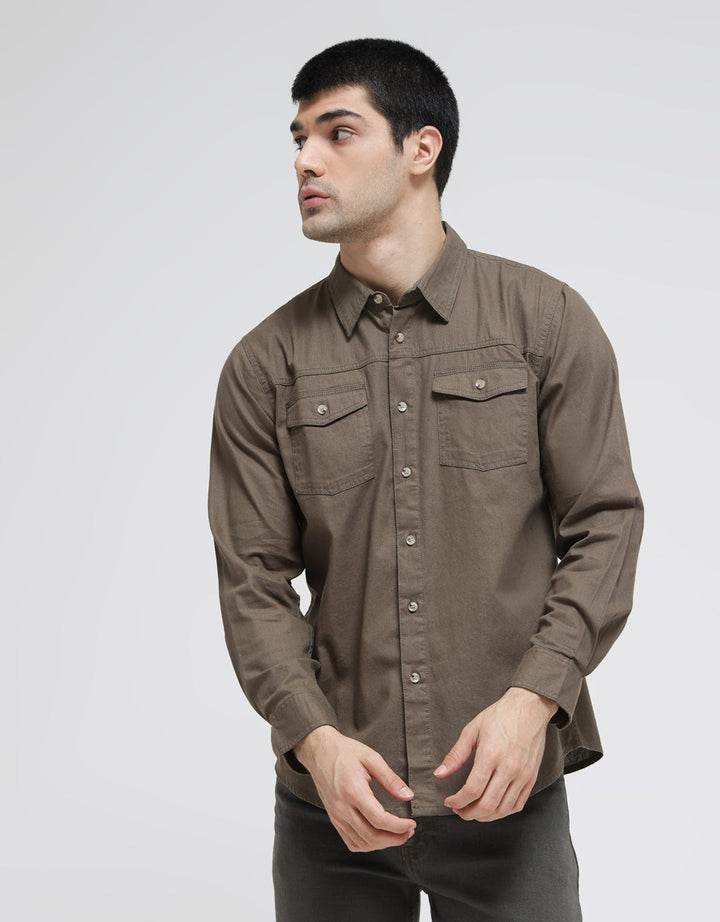 Cole Long Sleeve Shirt Solid Double Pocket