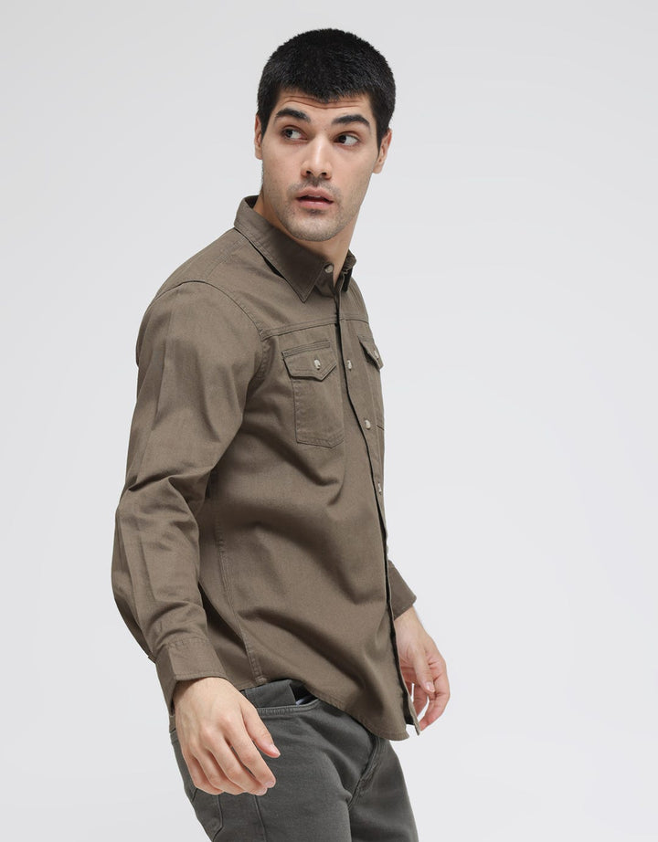 Cole Long Sleeve Shirt Solid Double Pocket