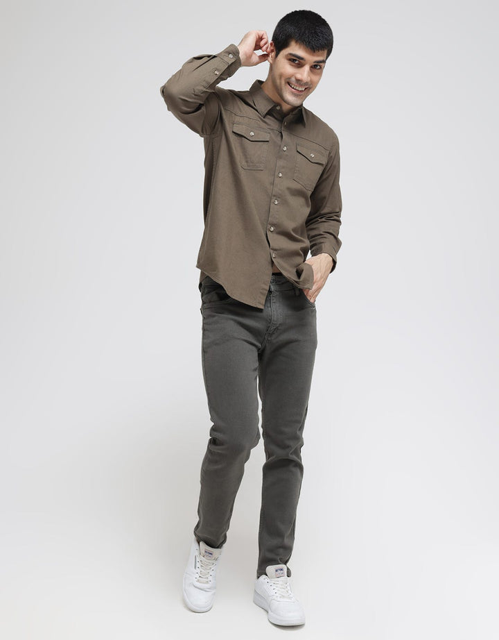 Cole Long Sleeve Shirt Solid Double Pocket