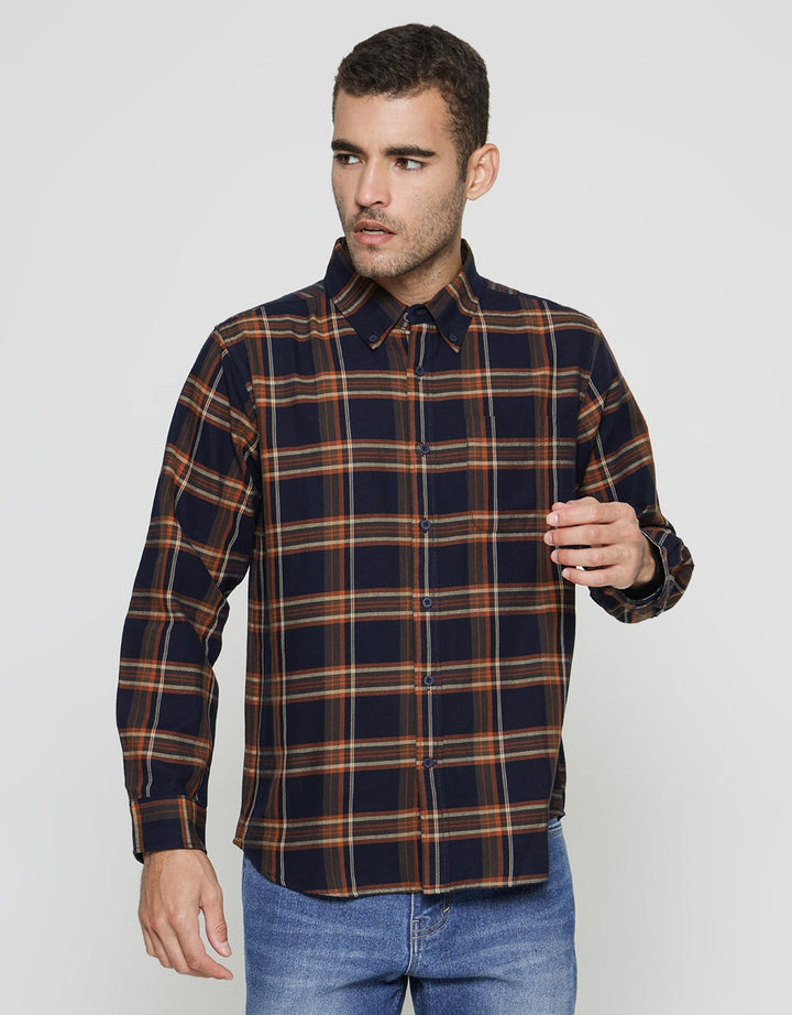 Cole Kemeja Lengan Panjang Pria Print Check Hil