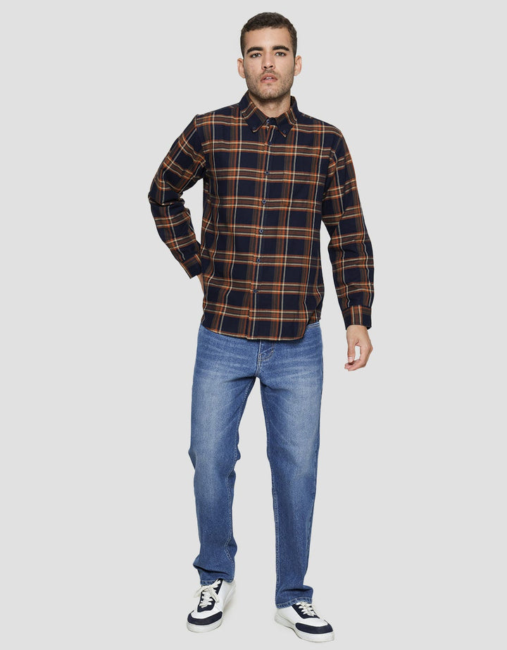 Cole Kemeja Lengan Panjang Pria Print Check Hil