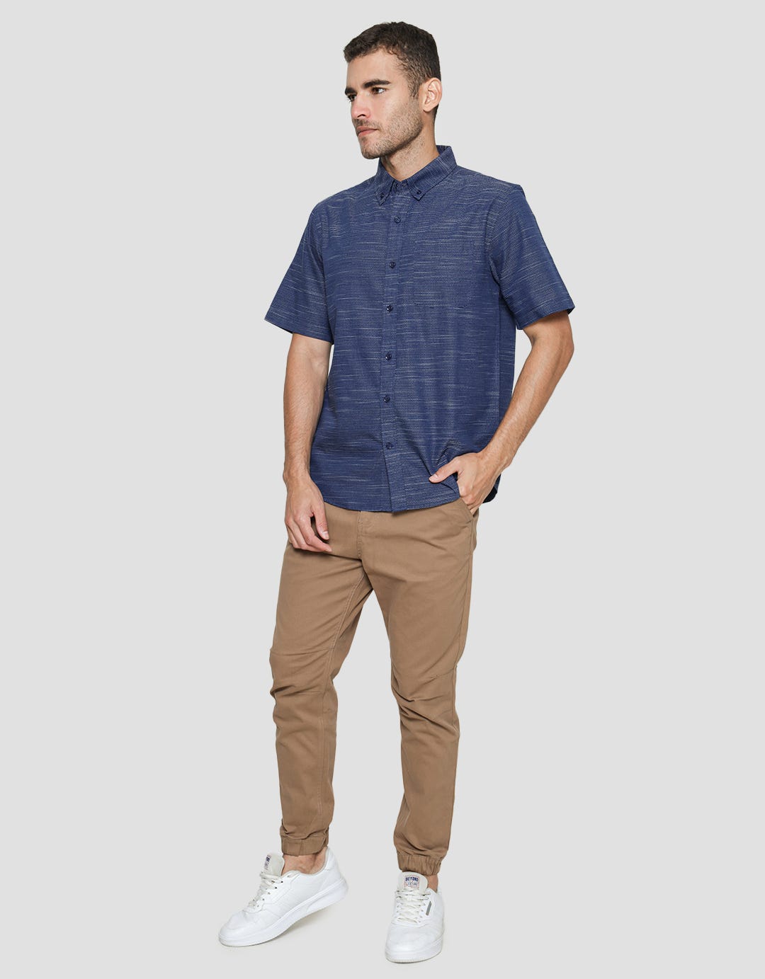 Cole Kemeja Lengan Pendek Pria Print Stripe Engineer