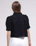 Details Brocade Eyelet Women's Short Shirt