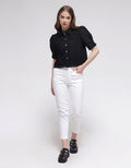 Details Brocade Eyelet Women's Short Shirt
