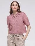 Details Brocade Eyelet Women's Short Shirt