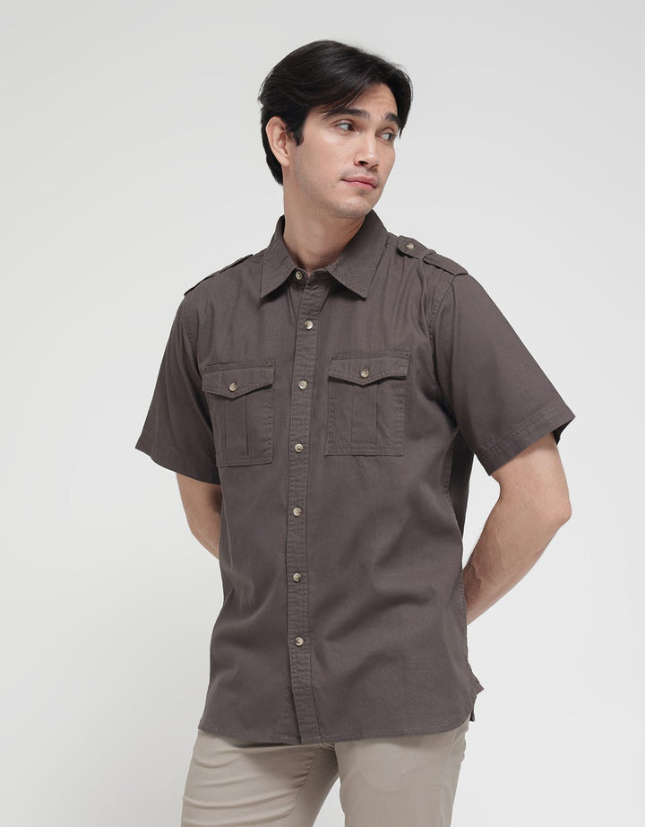 Cole Short Sleeve Shirt Solid Army Look