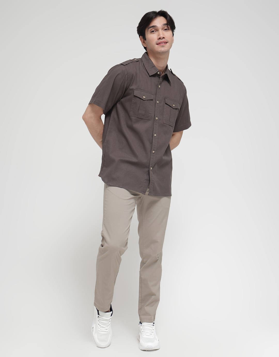 Cole Short Sleeve Shirt Solid Army Look