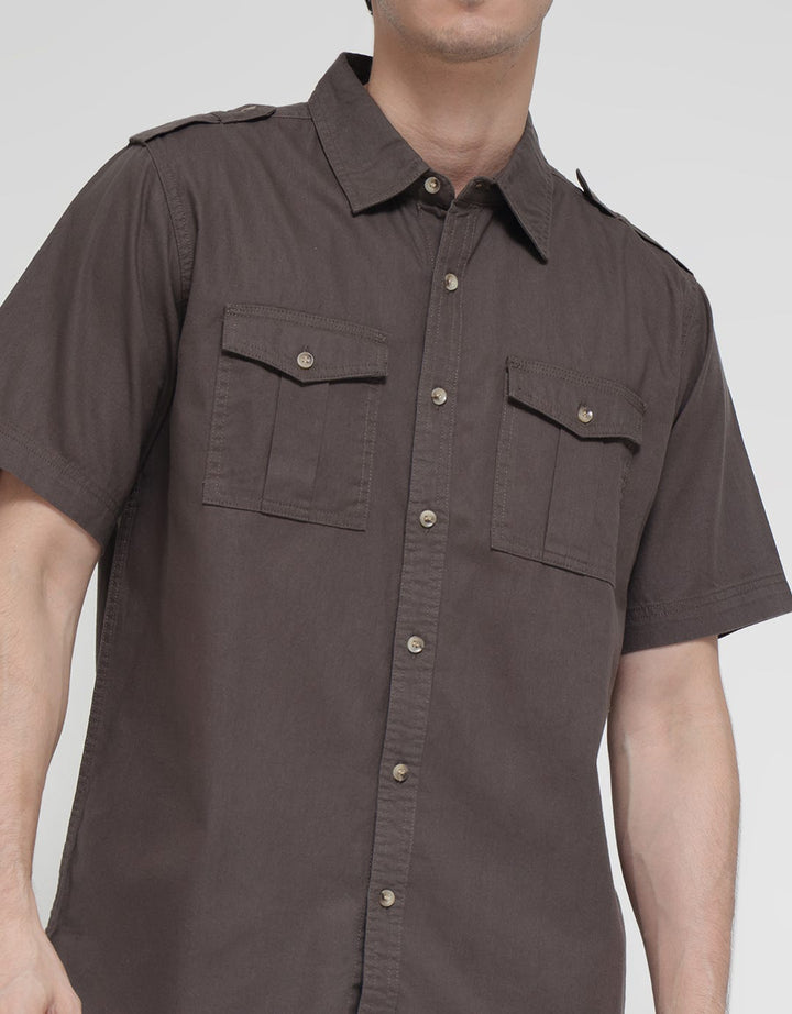Cole Short Sleeve Shirt Solid Army Look