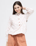 Expand Yooki Up Collar Floral Blouse Wanita