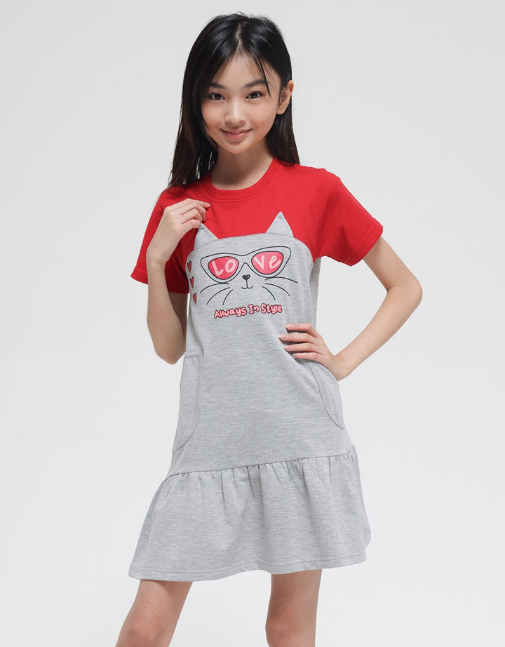 Aero Cat Ears Pocket Midi Dress for Girls