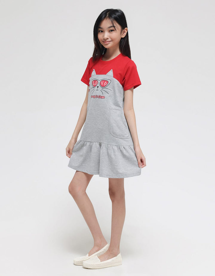 Aero Cat Ears Pocket Midi Dress for Girls