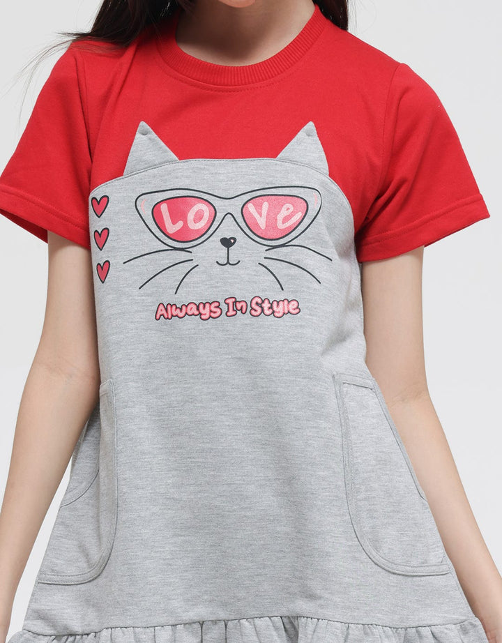 Aero Cat Ears Pocket Midi Dress for Girls