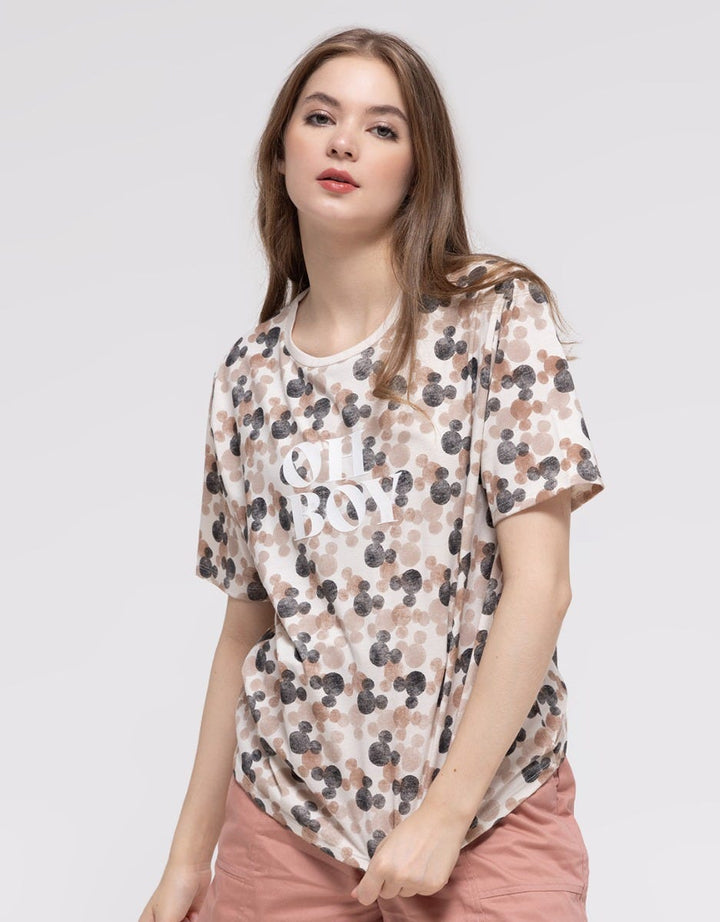 Disney Mickey Head Print Kaos Wanita