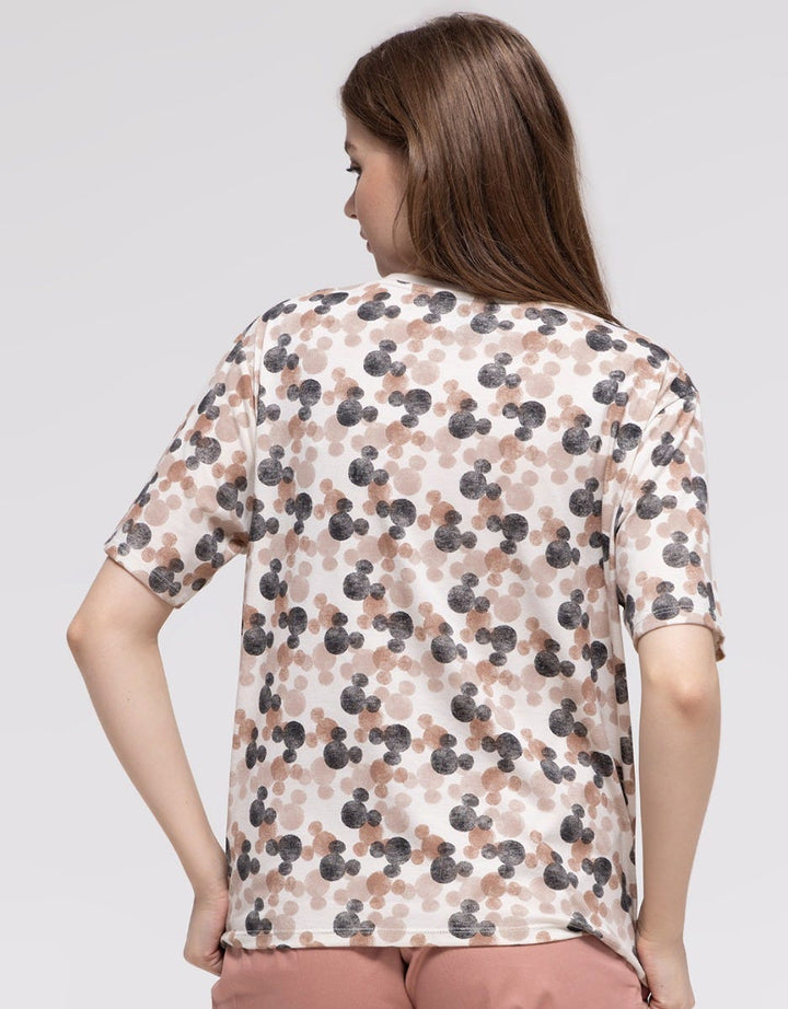 Disney Mickey Head Print Kaos Wanita