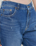 Geela Med Wash Ripped Cropped Jeans Wanita