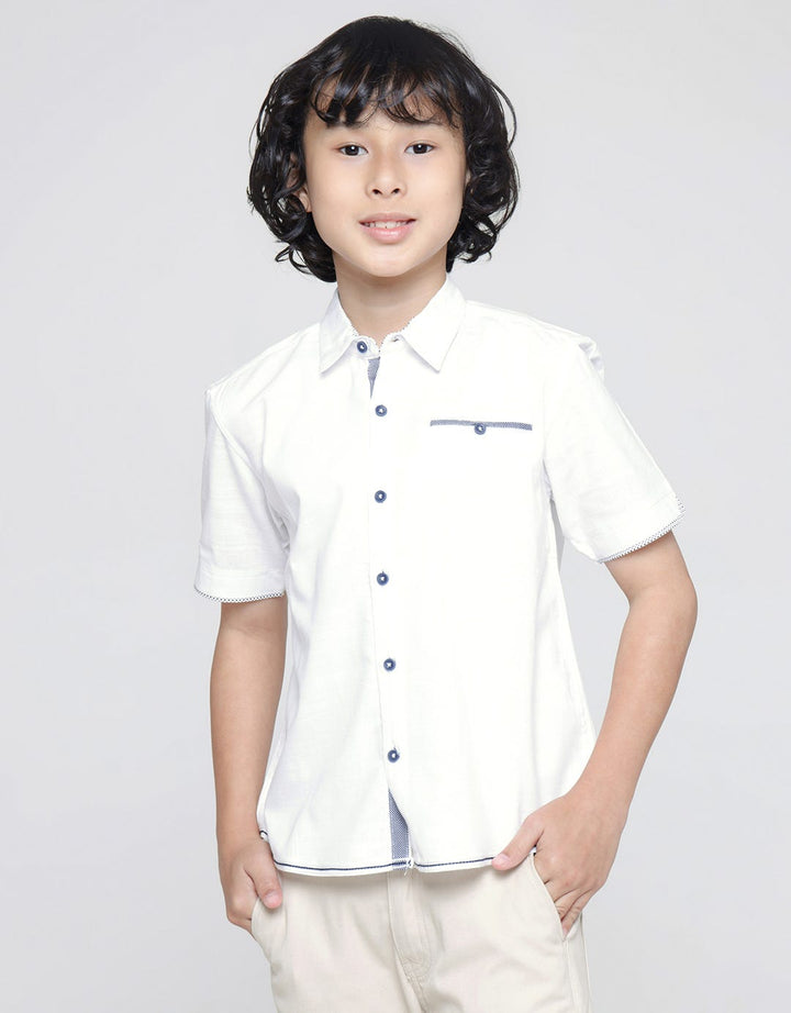 Little M Solid Linen Slub Boys Shirt