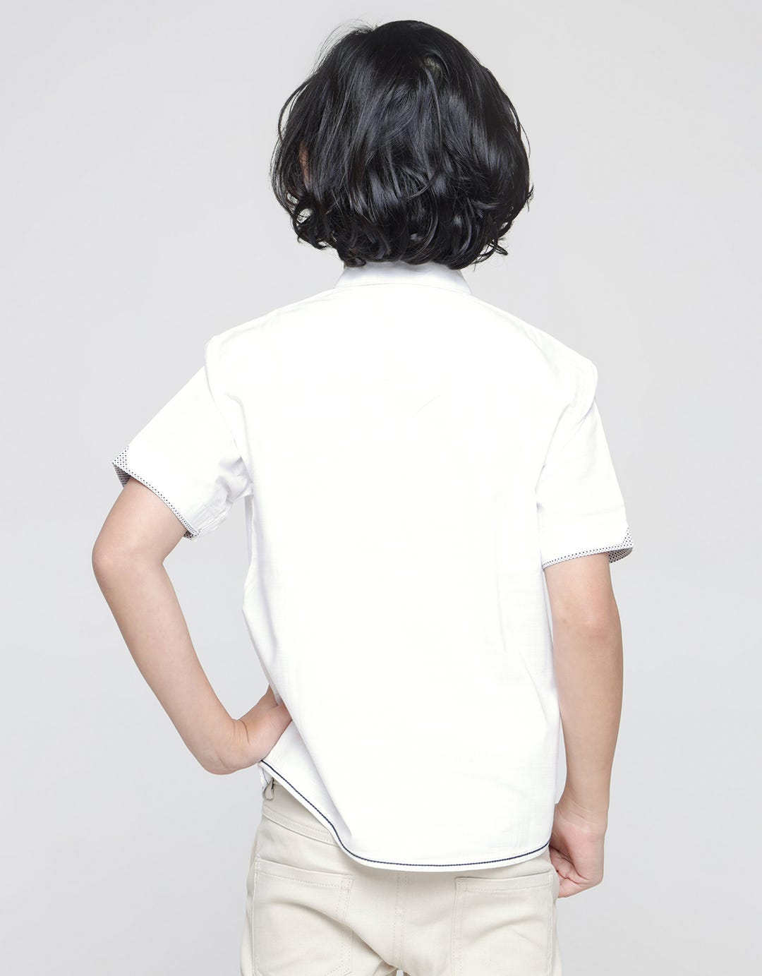 Little M Solid Linen Slub Boys Shirt