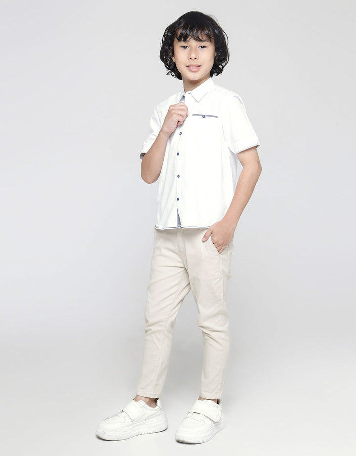 Little M Solid Linen Slub Boys Shirt