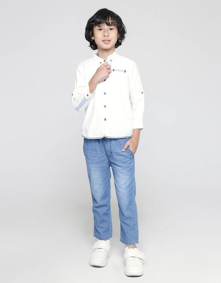 Little M Long Sleeve Shirt Solid Oxford