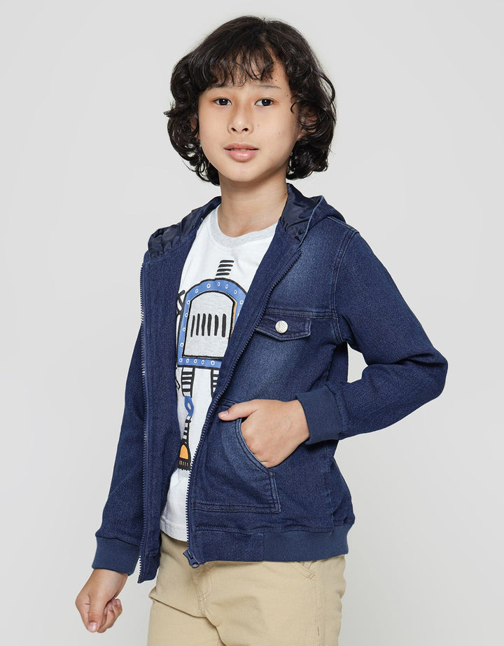 Little M Jacket Terry Denim Hoody