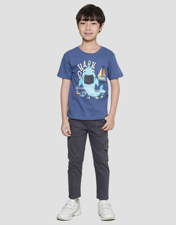 Little M Shark Kaos Lengan Pendek Anak Laki-Laki