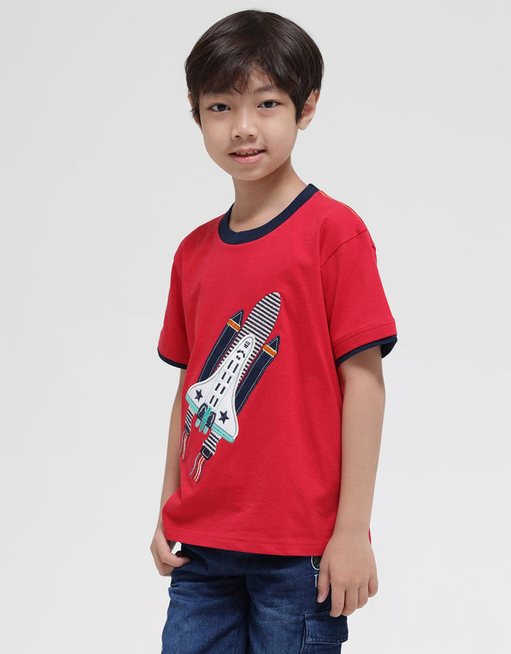 Little M Short Sleeve T-Shirt Pesawat Bordir