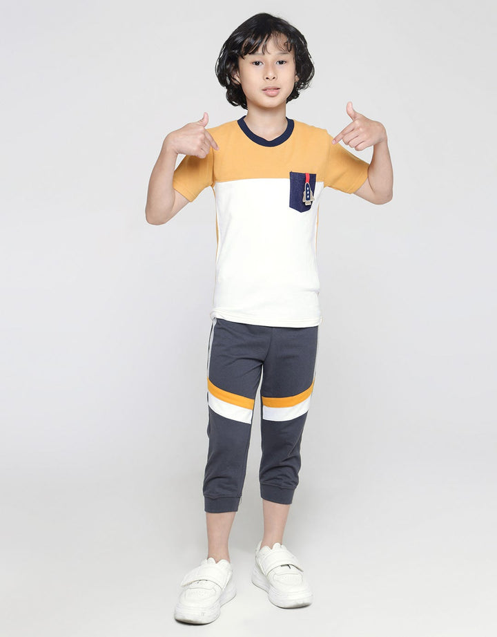 Little M Short Sleeve T-Shirt Cut N Sewn Pique Kntong Denim