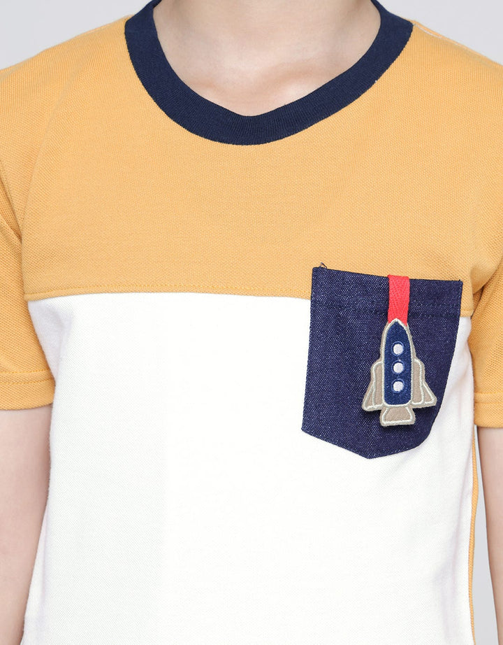 Little M Short Sleeve T-Shirt Cut N Sewn Pique Kntong Denim